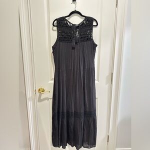 Maeve Black Crochet Maxi Dress
